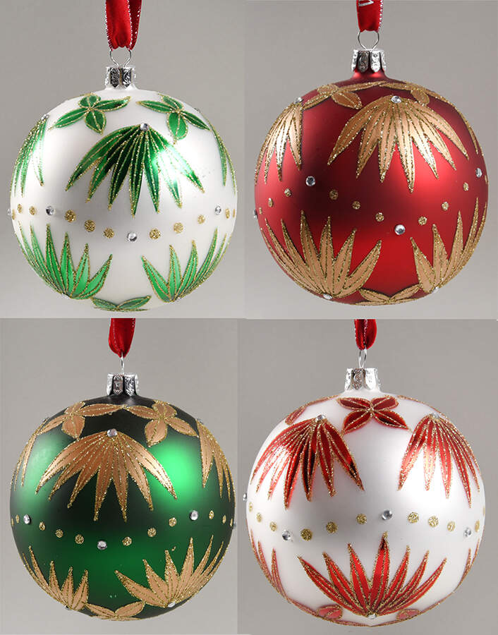 Holiday Heirloom Red, Green, Gold Star Of Wonder Ball(Set Of 4) - Boxed by Waterford Crystal-1