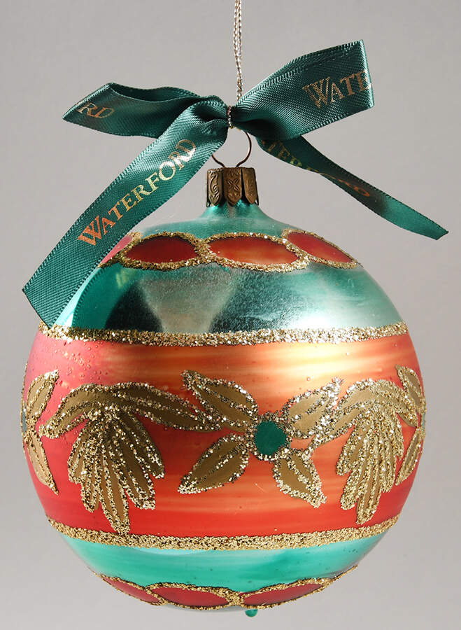Holiday Heirloom Red, Green, Gold Ashling Ball - No Box by Waterford Crystal-1