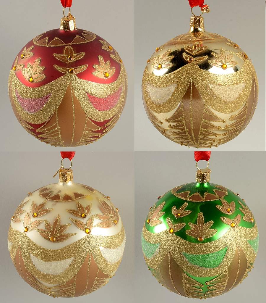 Holiday Heirloom Red, Green, Gold Christmas Spirit (Set Of 4) - Boxed by Waterford Crystal-1