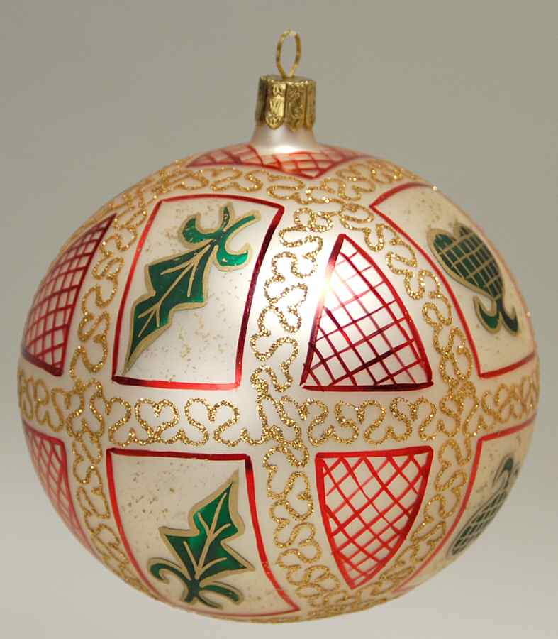 Red, Green on Champagne, White, Gold Byzantine Ball - Boxed by Waterford Crystal-1