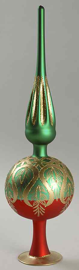 Tree Toppers-Blown Glass Peacock Grande-Red, Green,Gold - Boxed by Waterford Crystal-1