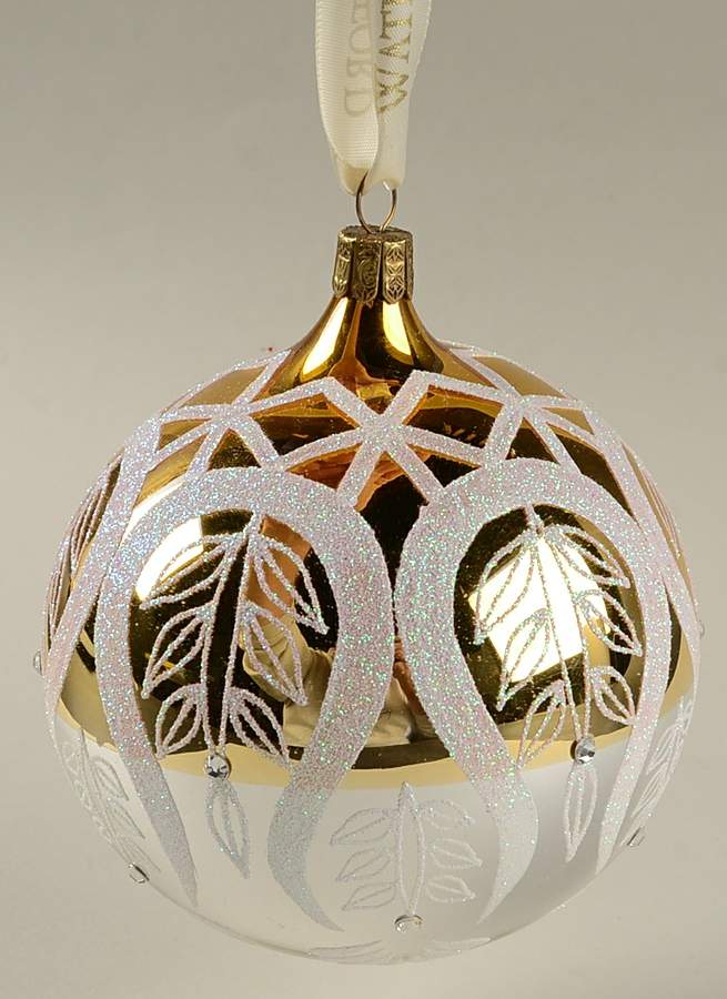 Opulence-Gold, Silver, White, Champagne Peacock Ball - Boxed by Waterford Crystal-1