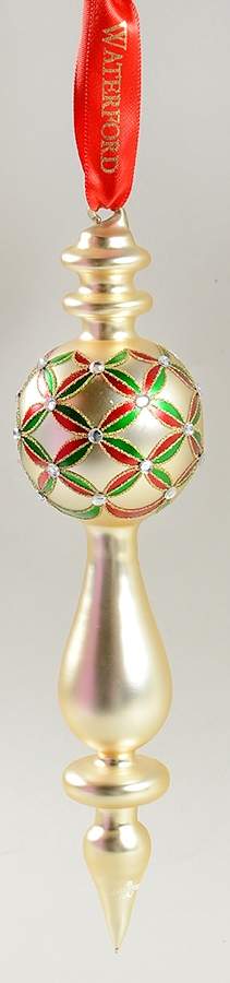 Red, Green on Champagne, White, Gold Wedge Spire - Boxed by Waterford Crystal-1