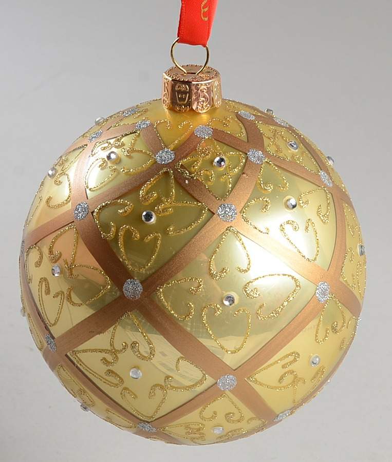 Opulence-Gold, Silver, White, Champagne Celtic Scroll Large Ball - Boxed by Waterford Crystal-1