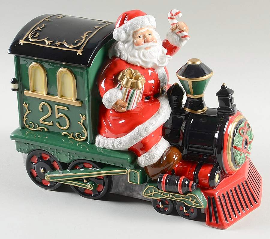 Holiday Heirloom Giftware Cookie Jar Santa On Train - Boxed by Waterford China-1