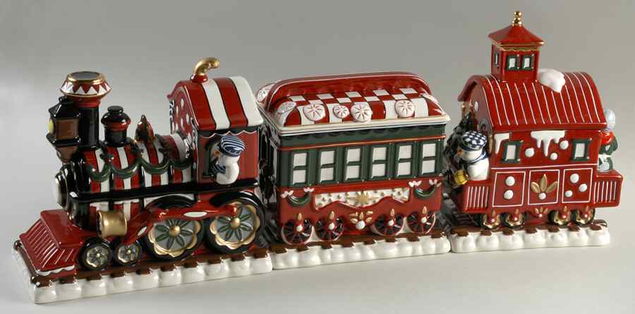 Holiday Heirloom Giftware Train Candy Jar-3 Part - No Box by Waterford China-1
