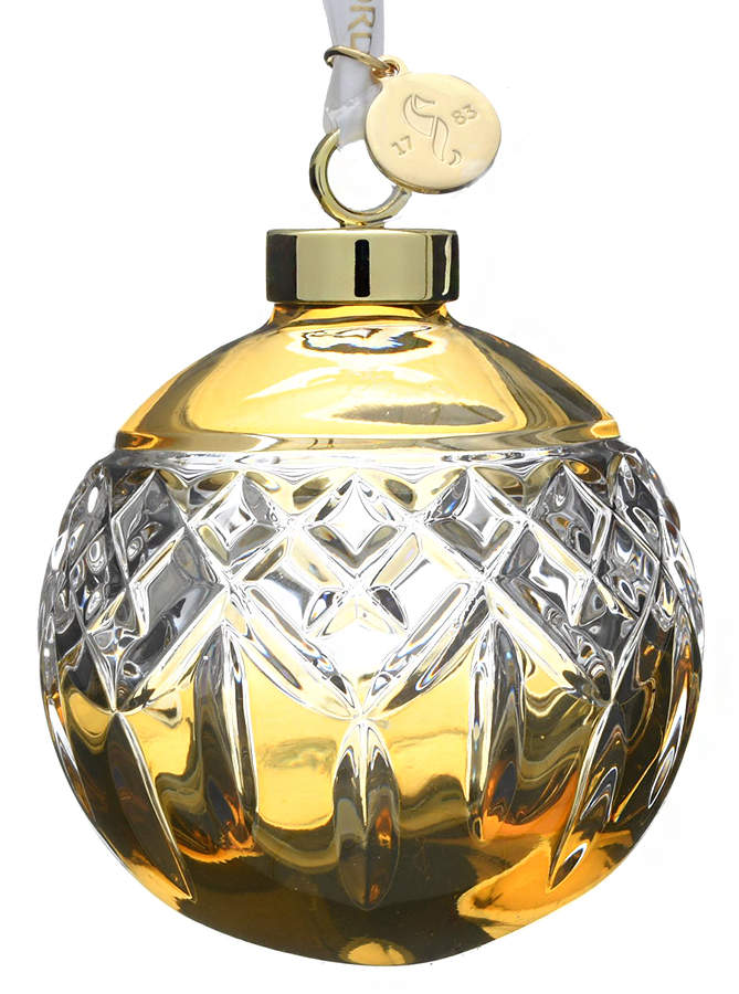 Annual Ball Ornament #2 Lismore Bauble- Amber - Boxed by Waterford Crystal-1