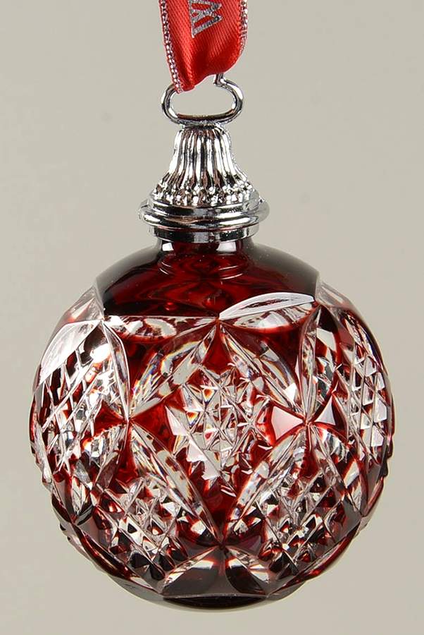 Annual Ball Ornament #2 Red Cased Ball Ornament - Boxed by Waterford Crystal-1
