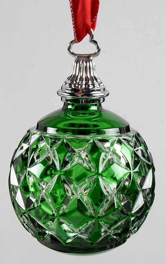 Annual Ball Ornament #2 Green Cased Ball Ornament - Boxed by Waterford Crystal-1