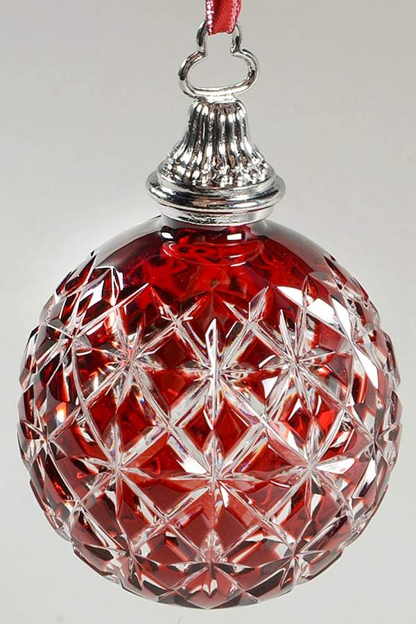 Annual Ball Ornament #2 Ruby Cased Ball Ornament - Boxed by Waterford Crystal-1