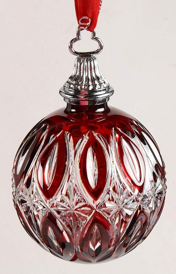 Annual Ball Ornament #2 Red Cased Ball Ornament - Boxed by Waterford Crystal-1