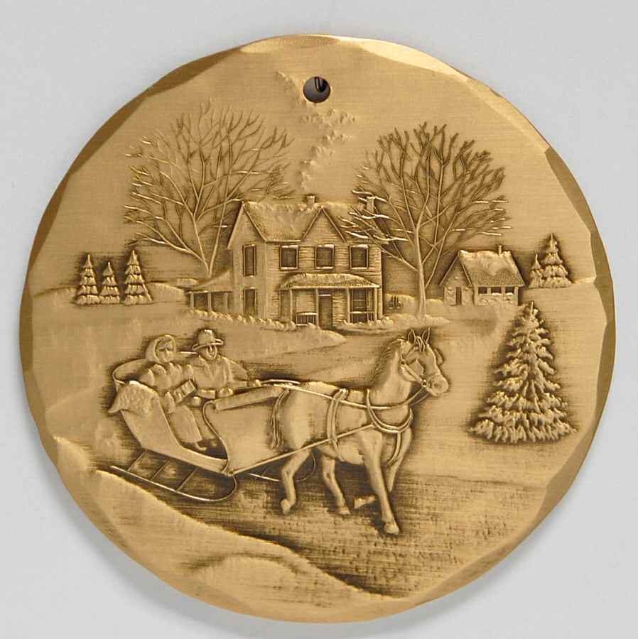 Annual Bronze Ornaments One Horse Open Sleigh - With Box by Wendell August-1