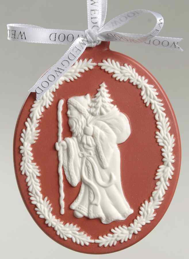 Jasperware Cameo Ornament Santa Cameo-Red - With Box by Wedgwood-1