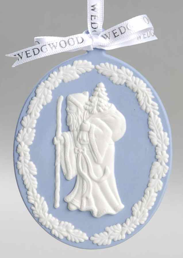 Jasperware Cameo Ornament Santa Cameo-Blue - Boxed by Wedgwood-1