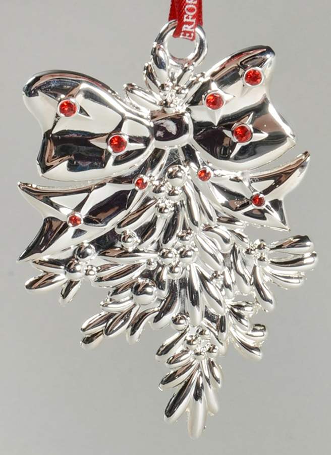Silver Christmas Ornaments Mistletoe - Boxed by Waterford-1