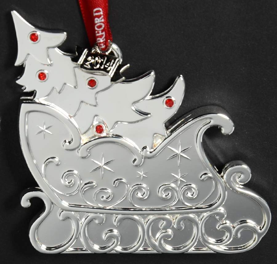 Silver Christmas Ornaments Tree In Sleigh - No Box by Waterford-1