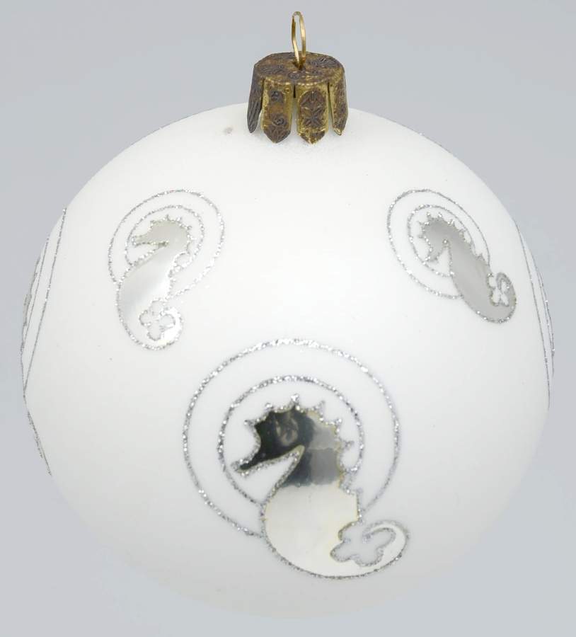 Marquis Blown Glass Ornaments White Seahorse Ball - No Box 49a by Waterford Crystal-1