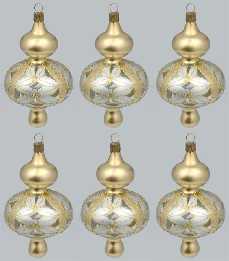 Marquis Blown Glass Ornaments Gold Onion (Set Of 6) - Boxed by Waterford Crystal-1