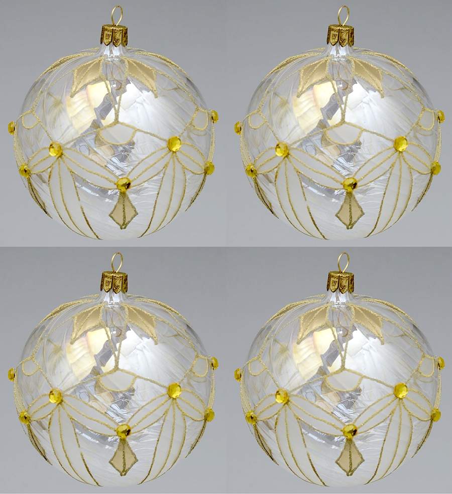 Marquis Blown Glass Ornaments Gold Lustre Ball (Set Of 4) - With Box 53 by Waterford Crystal-1