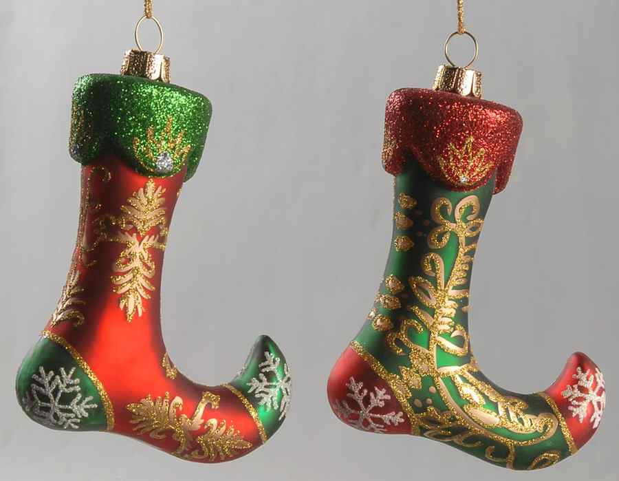 Marquis Blown Glass Ornaments Set Of 2 Christmas Stockings - Boxed by Waterford Crystal-1