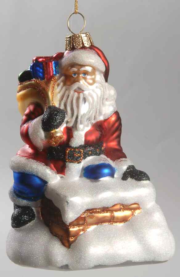Marquis Blown Glass Ornaments Down The Chimney Santa - No Box by Waterford Crystal-1