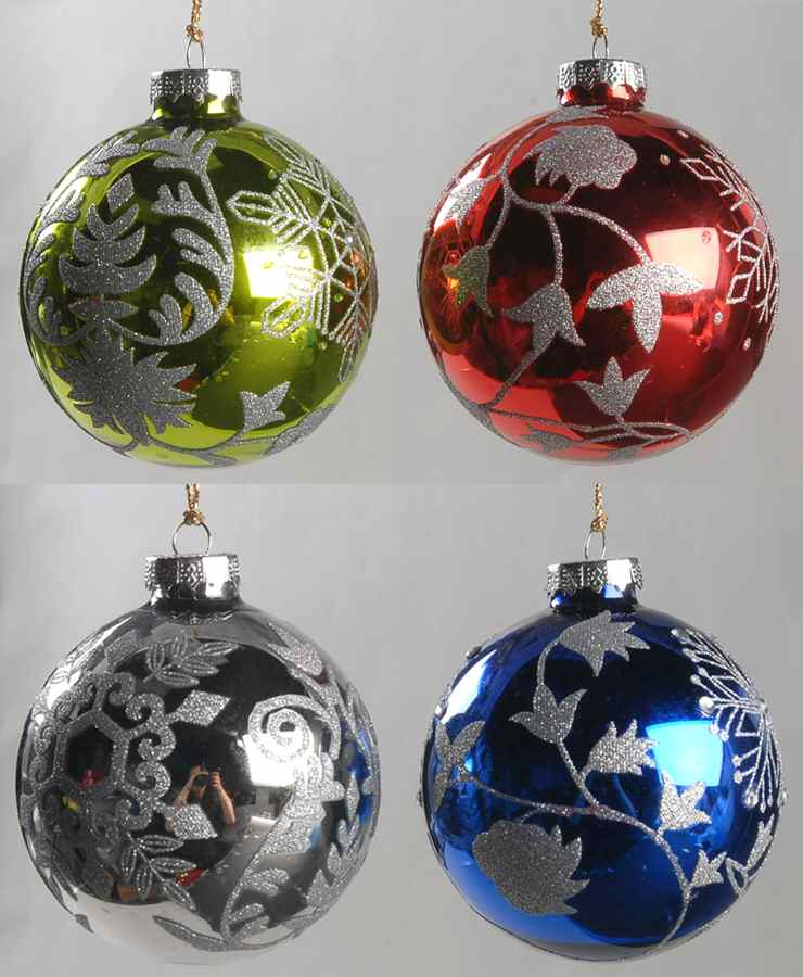 Marquis Blown Glass Ornaments Set Of 4 Snowflake Balls - No Box by Waterford Crystal-1