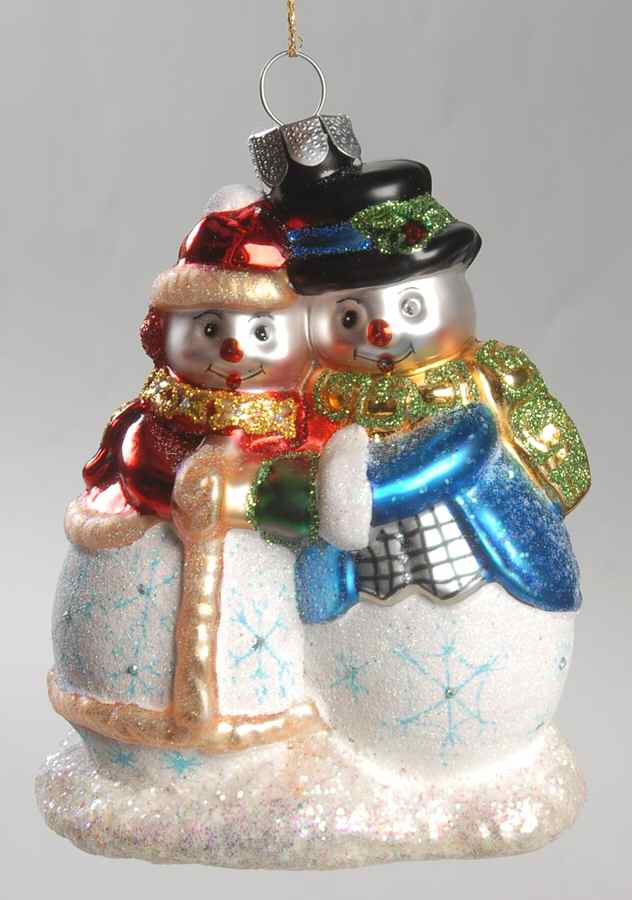 Marquis Blown Glass Ornaments Snowman Couple - Boxed by Waterford Crystal-1