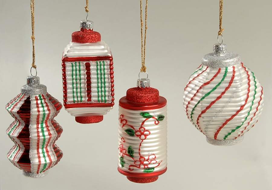 Marquis Blown Glass Ornaments Holiday Lanterns S/4 - No Box 42 by Waterford Crystal-1