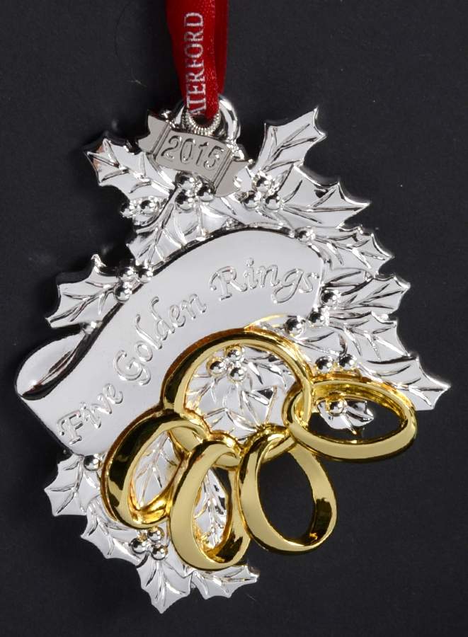 12 Days of Christmas Ornaments Five Golden Rings - Boxed by Waterford-1