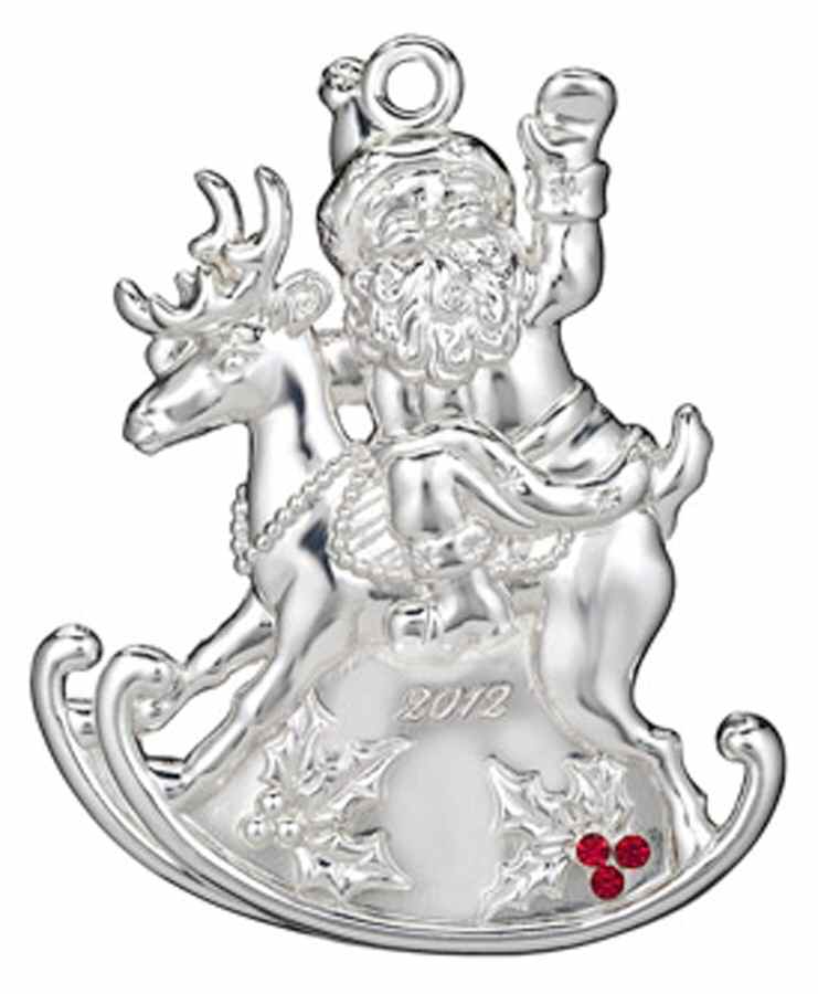Santa Ornaments (Silverplate) Santa And Rocking Horse - No Box by Waterford-1