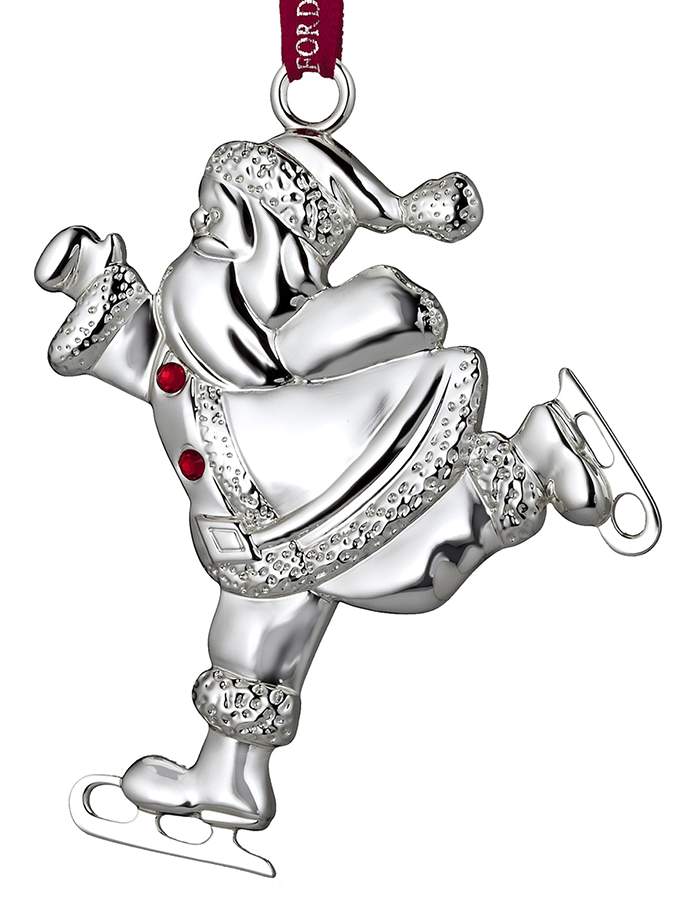 Santa Ornaments (Silverplate) Santa Skating - No Box by Waterford-1