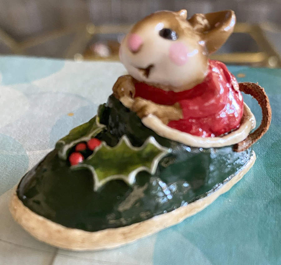 Christmas Chris-Mouse Slipper/ Green - Boxed by Wee Forest Folk-1