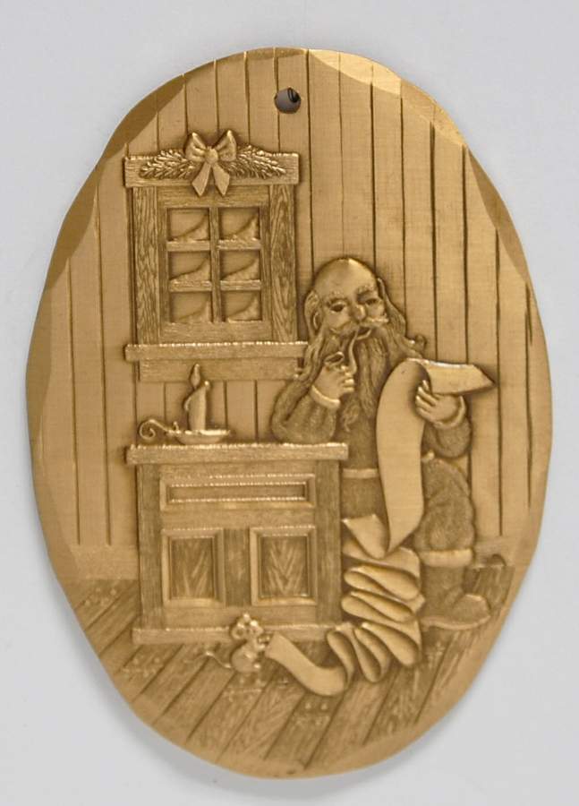 Santa's Workshop Checking It Twice-Bronze - With Box by Wendell August-1