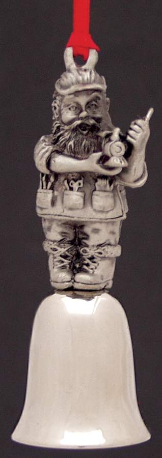 Antique Pewter Mini Bells Santa With Toy Train - No Box by Wallace Silver-1
