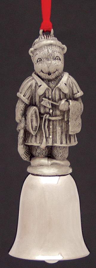 Antique Pewter Mini Bells Nighttime Teddy - With Box by Wallace Silver-1