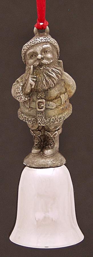 Antique Pewter Mini Bells Santa With Hidden Gift - Boxed by Wallace Silver-1