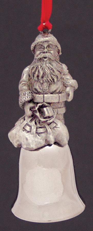 Antique Pewter Mini Bells Santa In Chimney - Boxed by Wallace Silver-1