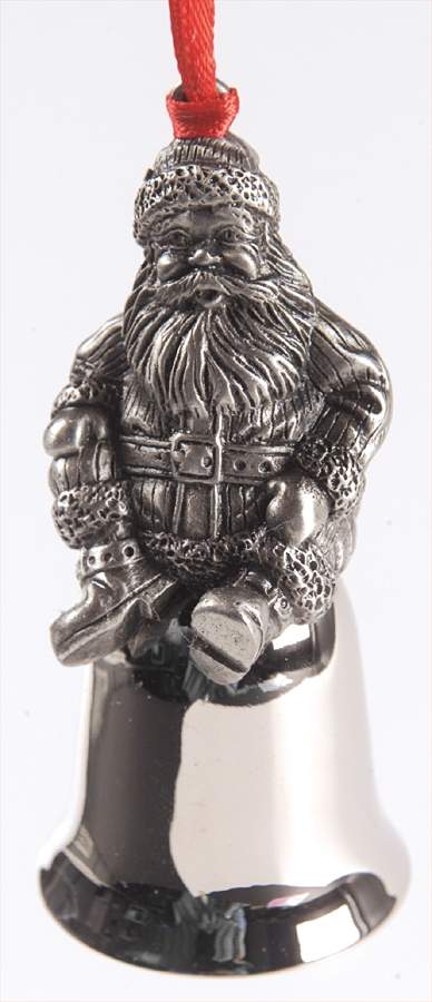 Antique Pewter Mini Bells Santa Sitting - Boxed by Wallace Silver-1