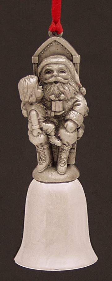 Antique Pewter Mini Bells Child On Santa's Lap - Boxed by Wallace Silver-1