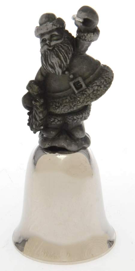 Antique Pewter Mini Bells Santa - Boxed by Wallace Silver-1