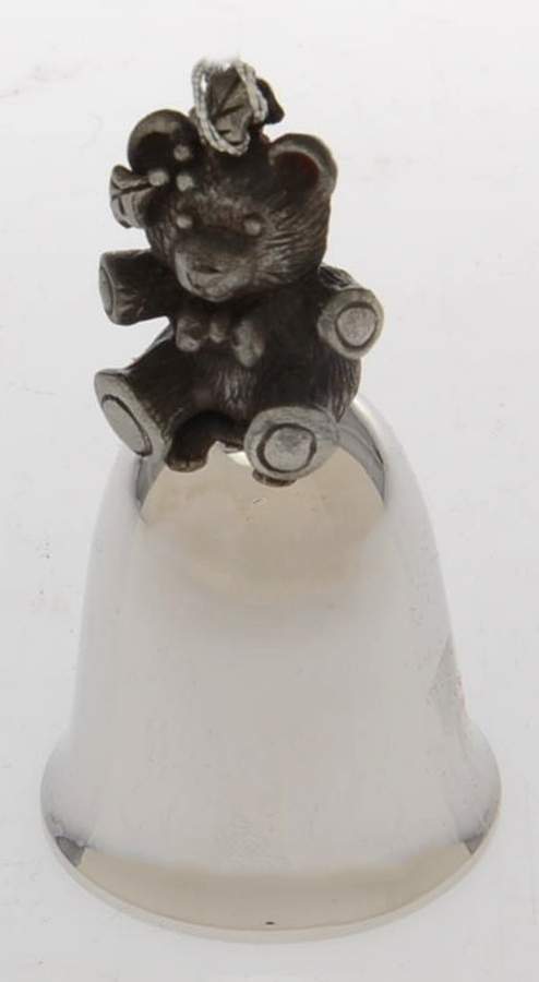 Antique Pewter Mini Bells Teddy Bear - With Box by Wallace Silver-1