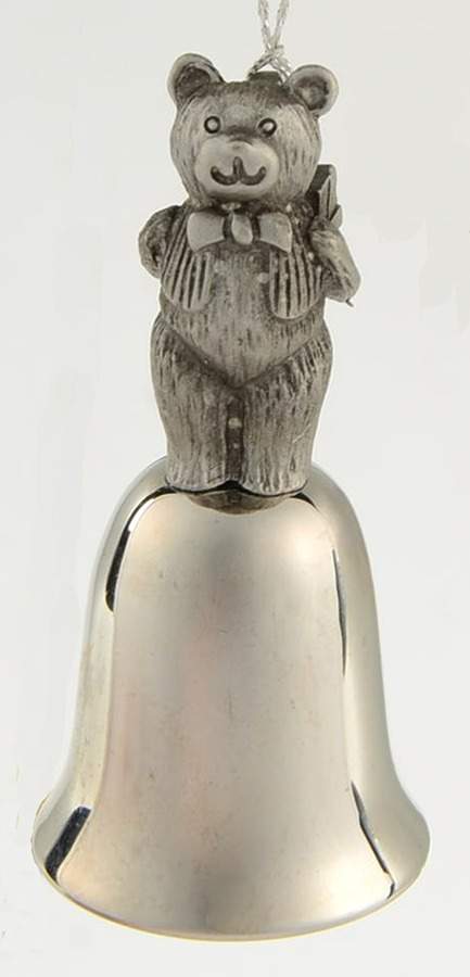 Antique Pewter Mini Bells Teddy Bear - Boxed by Wallace Silver-1