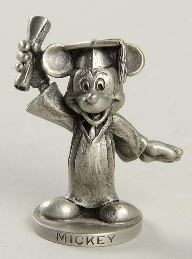 Disney Pewter Figurines Mickey Graduate - No Box by Walt Disney Productions-1
