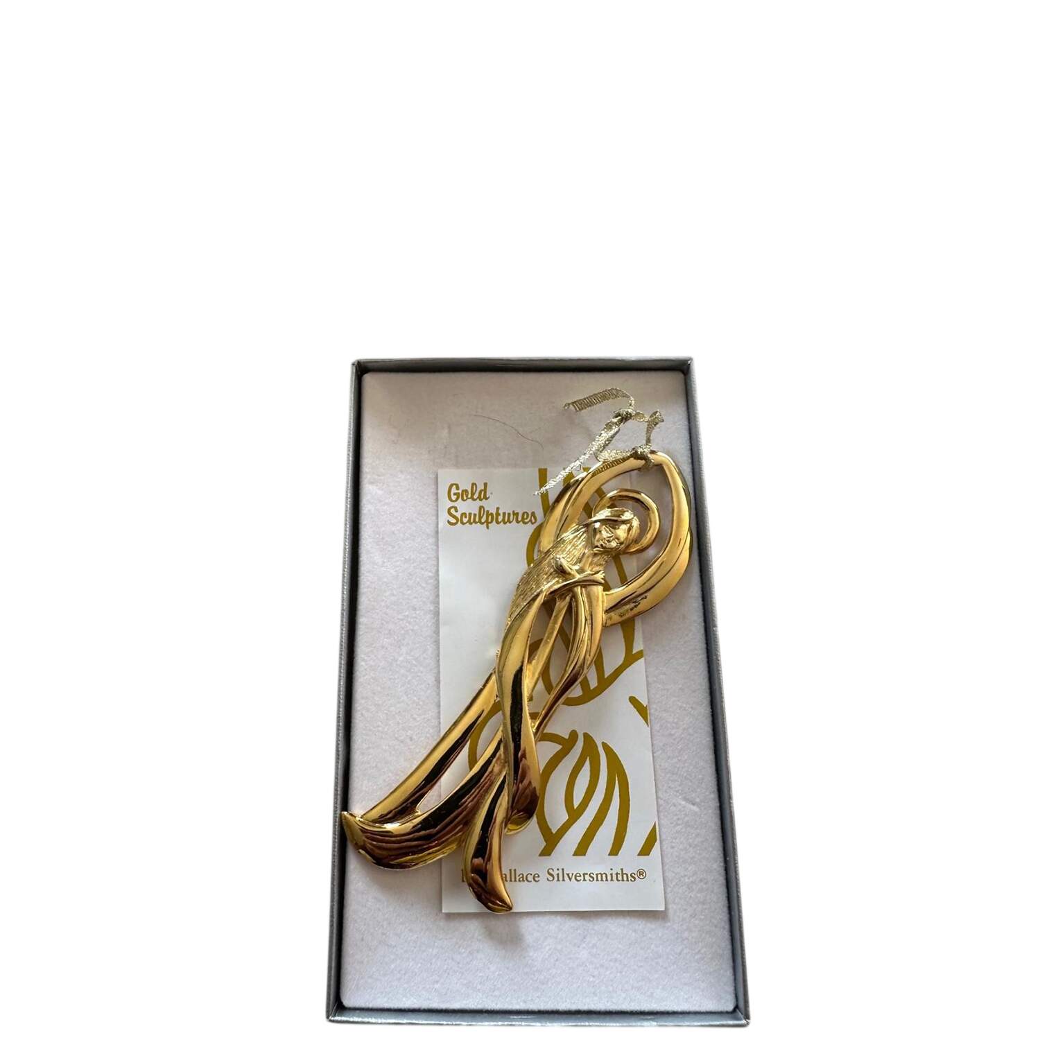 Christmas Goldplated Sculpture Ornaments Angel-Arms Crossed - Boxed by Wallace Silver-1