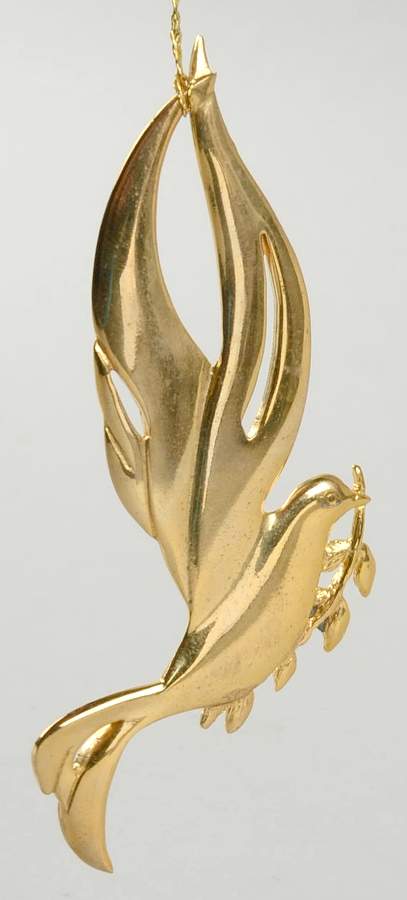 Christmas Goldplated Sculpture Ornaments Peace Dove - Boxed by Wallace Silver-1