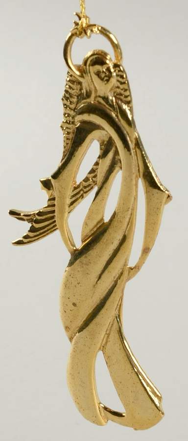 Christmas Goldplated Sculpture Ornaments Peace  Angel-Wings Down - Boxed by Wallace Silver-1