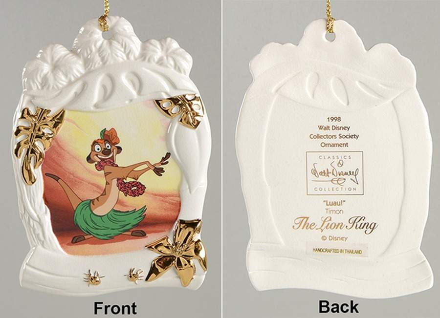 Collector Society Ornaments 1998-Timon Luau! - Boxed by Walt Disney Classics-1