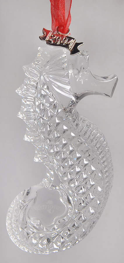 Seahorse Annual Ornament Seahorse - With Red Ribbon - No Box by Waterford Crystal-1