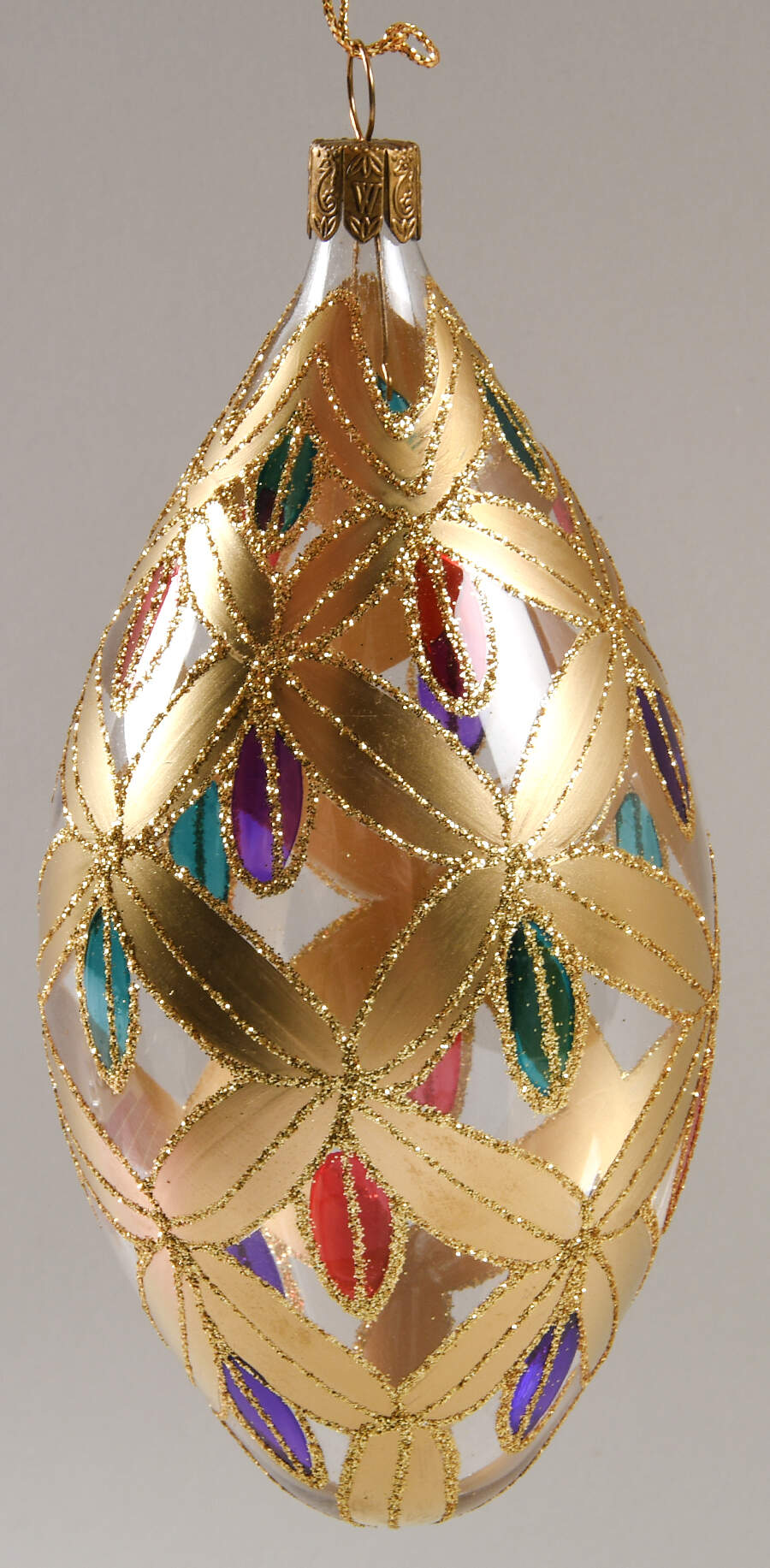 Red and Green on Clear Pineapple Cut Egg - Boxed by Waterford Crystal-1