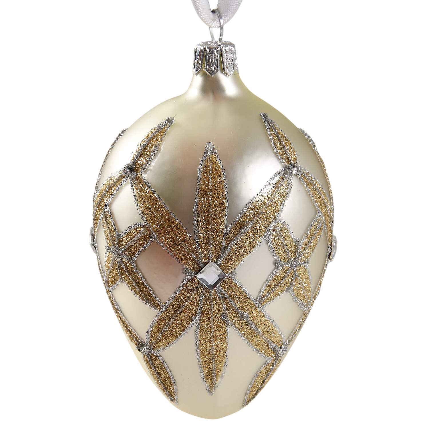 Opulence-Gold, Silver, White, Champagne Lismore Egg - No Box by Waterford Crystal-1